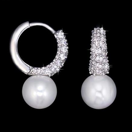 White Gold Color Synthetic Pearl Earrings Women