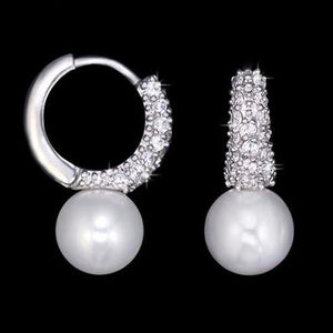 White Gold Color Synthetic Pearl Earrings Women