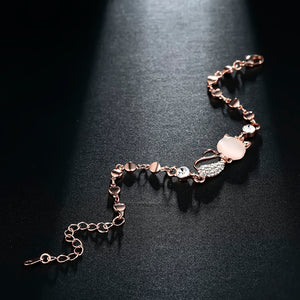 Opal Cat Charm Bracelet