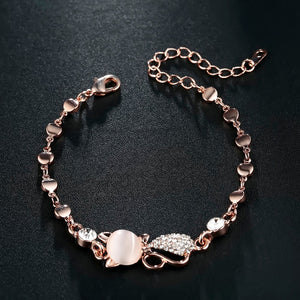 Opal Cat Charm Bracelet